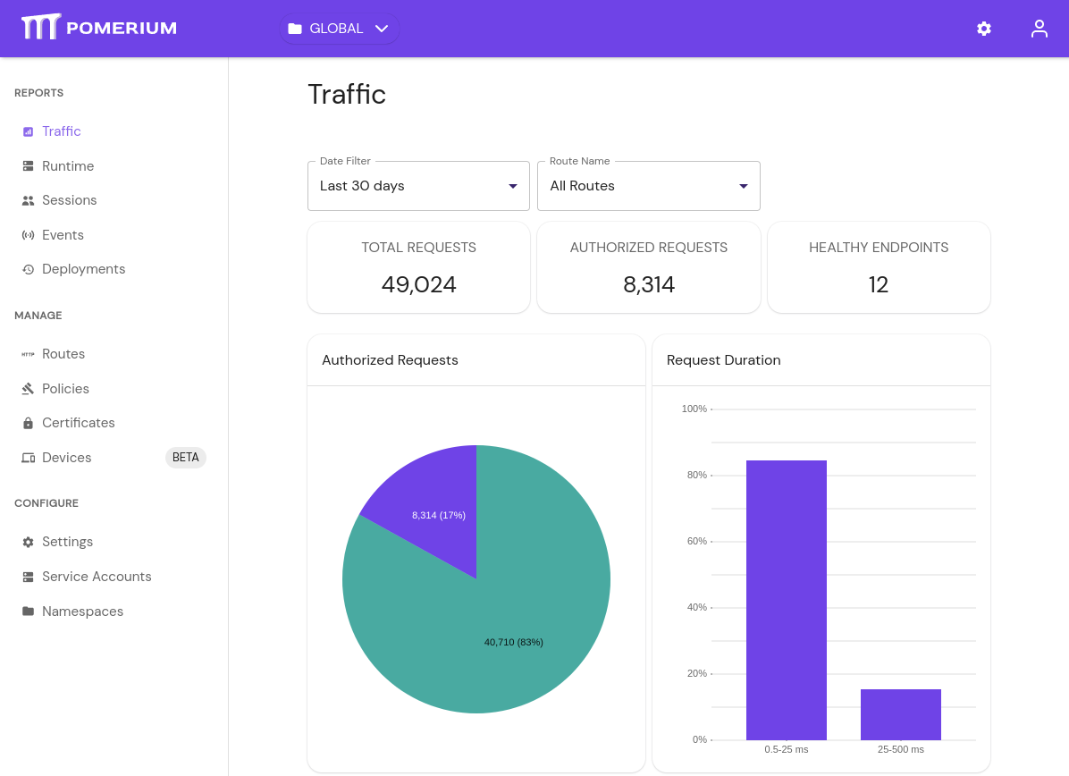 Traffic Data in Pomerium Enterprise